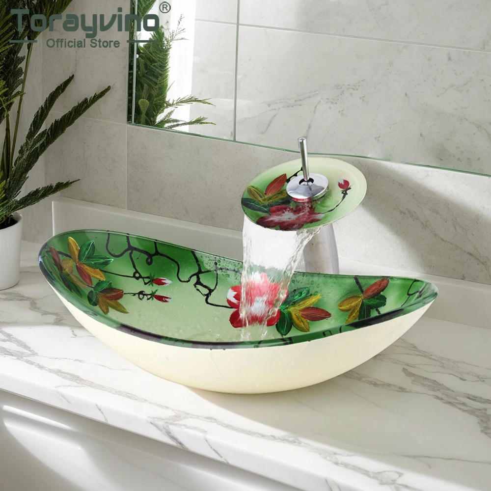 Torayvino Набор смесителей для раковины в ванной комнате Овальная раковина с ручной краской Умывальник из закаленного стекла Раковина на палубе с выдвижным сливным смесителем
Torayvino Набор смесителей для раковины в ванной комнате Овальная раковина с ручной краской Умывальник из закаленного стекла Раковина на палубе с выдвижным сливным смесителем