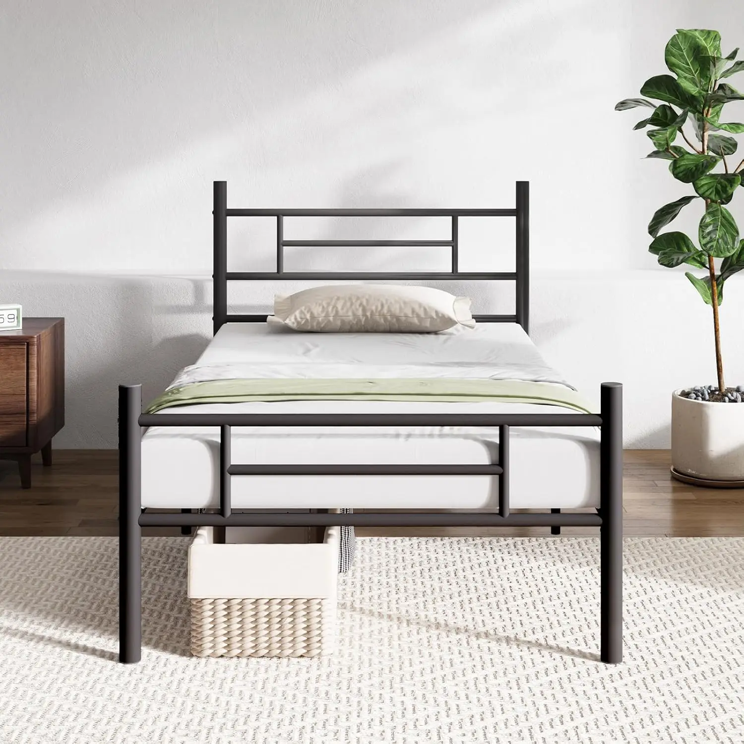 Twin Bed Frame With Headboard And Footboard, 14 H Metal Platform Bed Frame, Under Bed Storage, Strong Metal Slats Support, 
Twin Bed Frame With Headboard And Footboard, 14 H Metal Platform Bed Frame, Under Bed Storage, Strong Metal Slats Support,