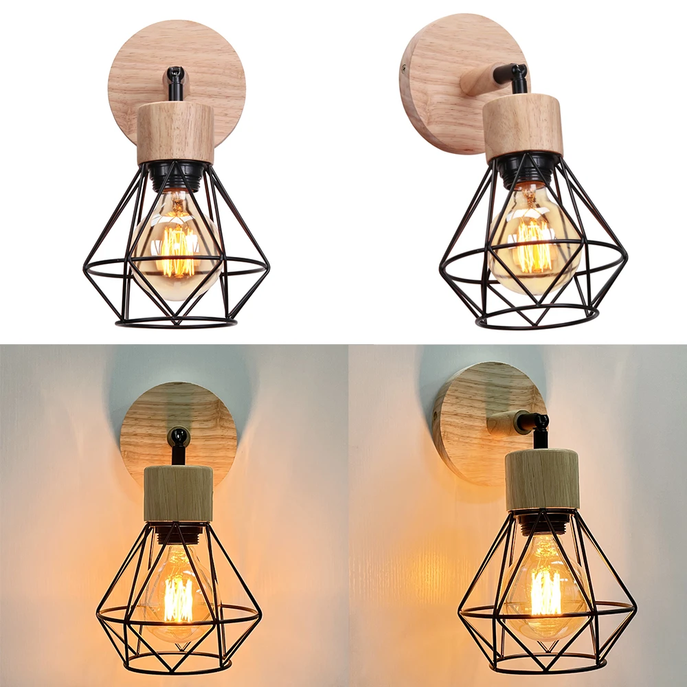 Vintage LED Wall Light Retro Loft Industrial Wall Lamp E27 Wooden Iron Cage Lampshade Wall Sconce Indoor Lighting Wandlamp Decor
Vintage LED Wall Light Retro Loft Industrial Wall Lamp E27 Wooden Iron Cage Lampshade Wall Sconce Indoor Lighting Wandlamp Decor