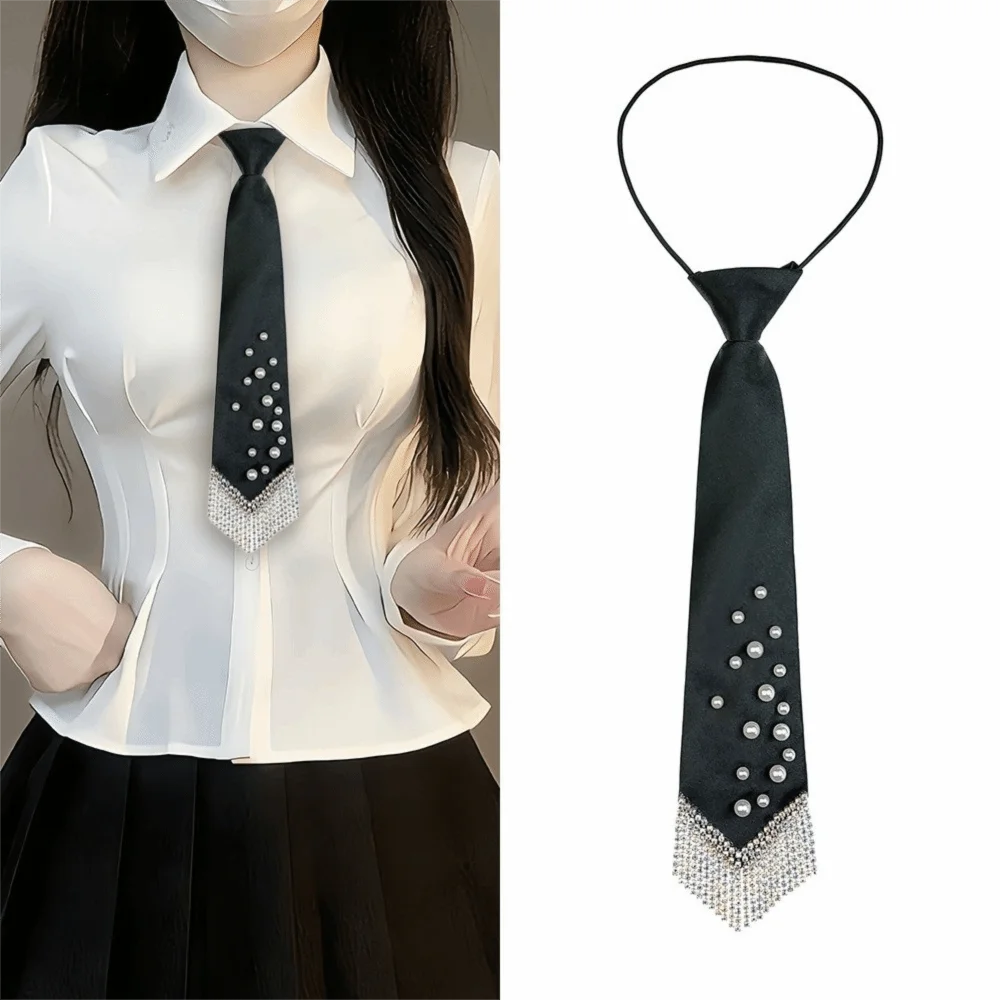 Temperament Rhinestone Pearls Tie Black Academic Style Hand-beaded Long Necktie Geometric Collares Decoration Shirt Tie Men
Temperament Rhinestone Pearls Tie Black Academic Style Hand-beaded Long Necktie Geometric Collares Decoration Shirt Tie Men