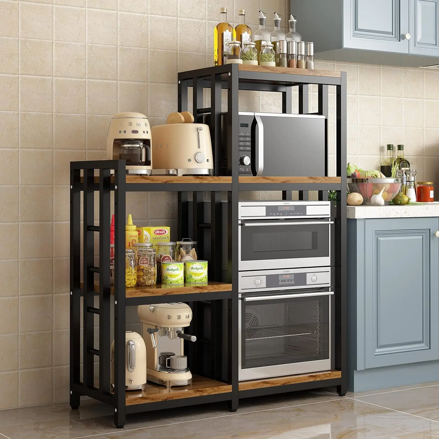 BRIGHTSHOW Kitchen Storage Shelf Bakers Rack, 6-Tier Coffee Bar Table, Kitchen Microwave & Mini Fridge Stand Shelves for Spices,
BRIGHTSHOW Kitchen Storage Shelf Bakers Rack, 6-Tier Coffee Bar Table, Kitchen Microwave & Mini Fridge Stand Shelves for Spices,