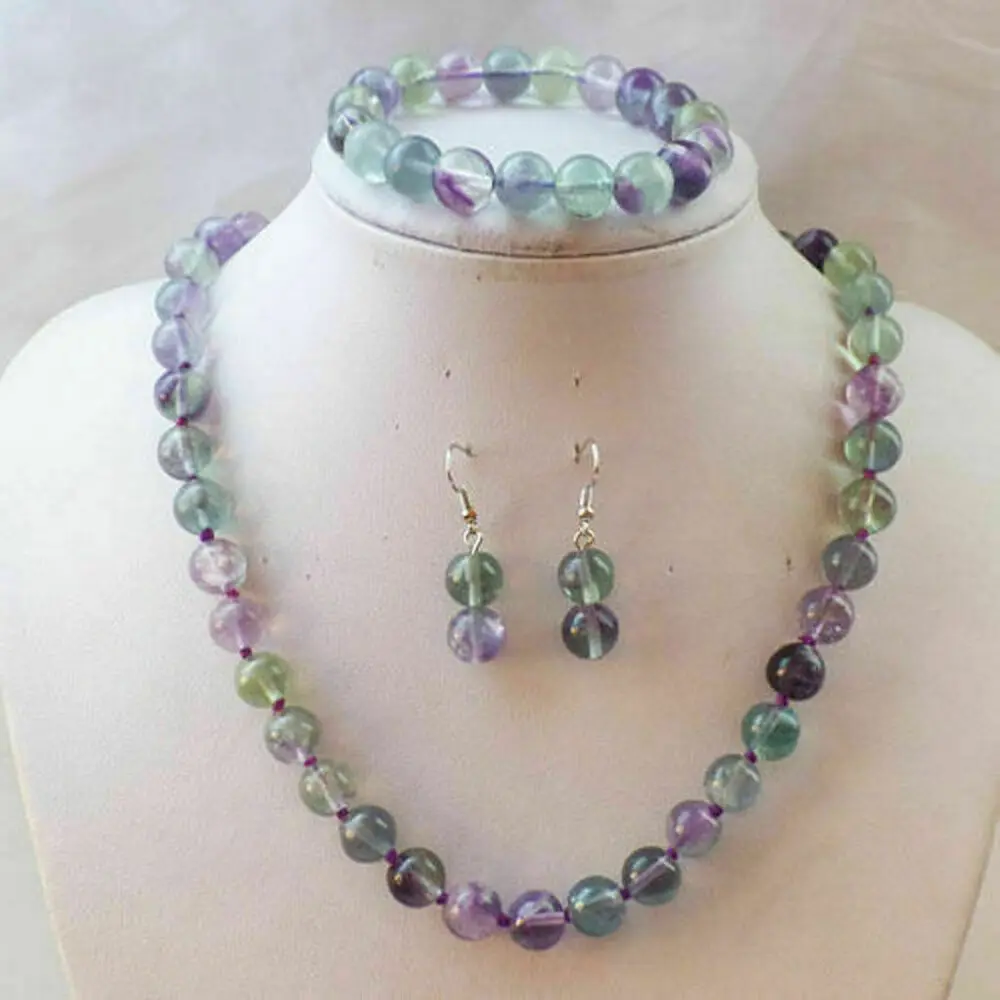 8mm Multi-color Fluorite Round Beads Gemstone Necklace Bracelet Earrings Set
8mm Multi-color Fluorite Round Beads Gemstone Necklace Bracelet Earrings Set