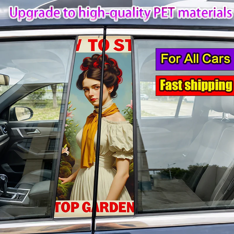 2-Pack Car Pillar Stickers Vintage - style Lady with Pink Lily Garden Vinyl Waterproof and Sunproof Protective Sticker
2-Pack Car Pillar Stickers Vintage - style Lady with Pink Lily Garden Vinyl Waterproof and Sunproof Protective Sticker