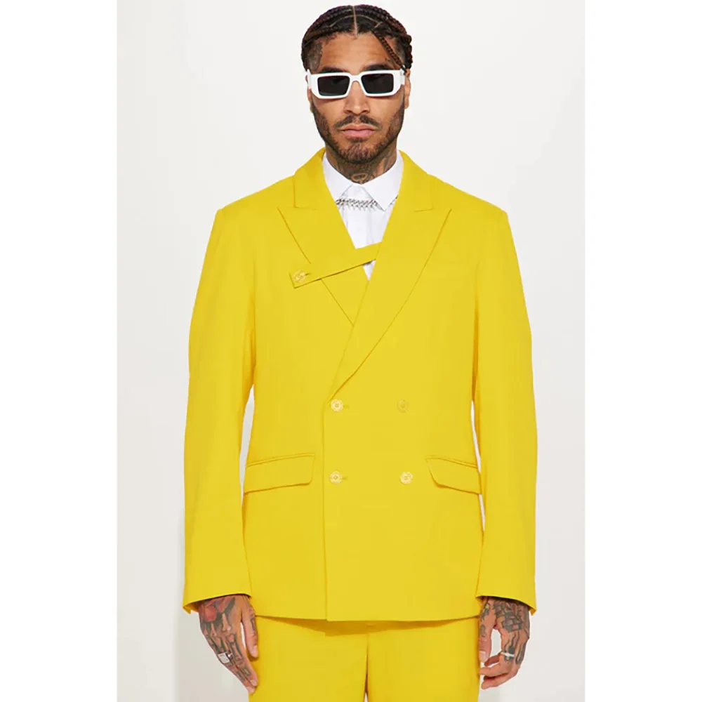 Yellow Double Breasted Suits for Men Peak Lapel Casual 2 Piece Jacket Pants Set Prom Party High End Tailor Full Set Costume 2024
Yellow Double Breasted Suits for Men Peak Lapel Casual 2 Piece Jacket Pants Set Prom Party High End Tailor Full Set Costume 2024