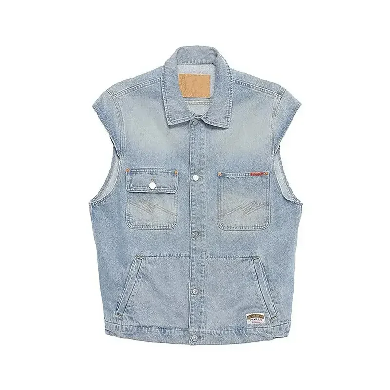 Marti Rose Light Blue Washed Old Sleeveless Denim Vest Casual Stacked Vest
Marti Rose Light Blue Washed Old Sleeveless Denim Vest Casual Stacked Vest