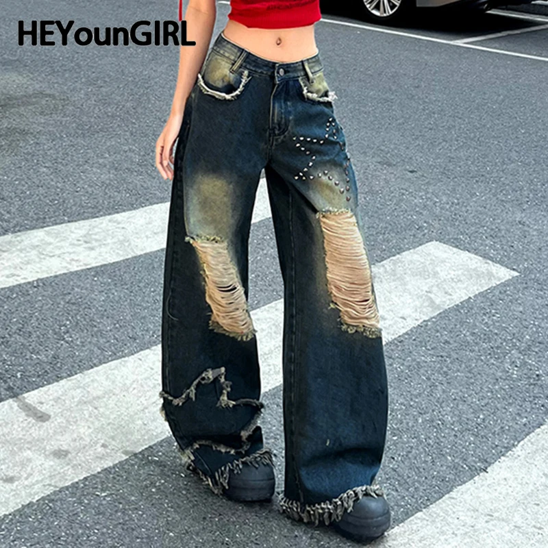 HEYounGIRL модные рваные прямые джинсы со стразами в форме звезды, женская уличная одежда, широкие брюки Y2K, джинсовые брюки в американском стиле ретро
HEYounGIRL модные рваные прямые джинсы со стразами в форме звезды, женская уличная одежда, широкие брюки Y2K, джинсовые брюки в американском стиле ретро