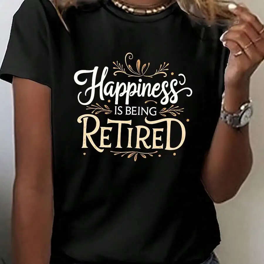 Womens Plus Size Retirement T-Shirt Happiness Is Being Retired Casual Crew Neck Short Sleeve Tee
Womens Plus Size Retirement T-Shirt Happiness Is Being Retired Casual Crew Neck Short Sleeve Tee