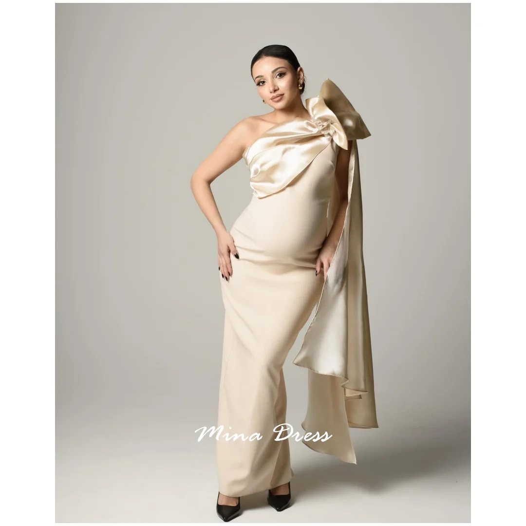Mina Customized Maternity Simple and Elegant Formal Dress Beige Sloping Shoulders Prom Dresses Luxury Party Dress Bow Tie Woman
Mina Customized Maternity Simple and Elegant Formal Dress Beige Sloping Shoulders Prom Dresses Luxury Party Dress Bow Tie Woman