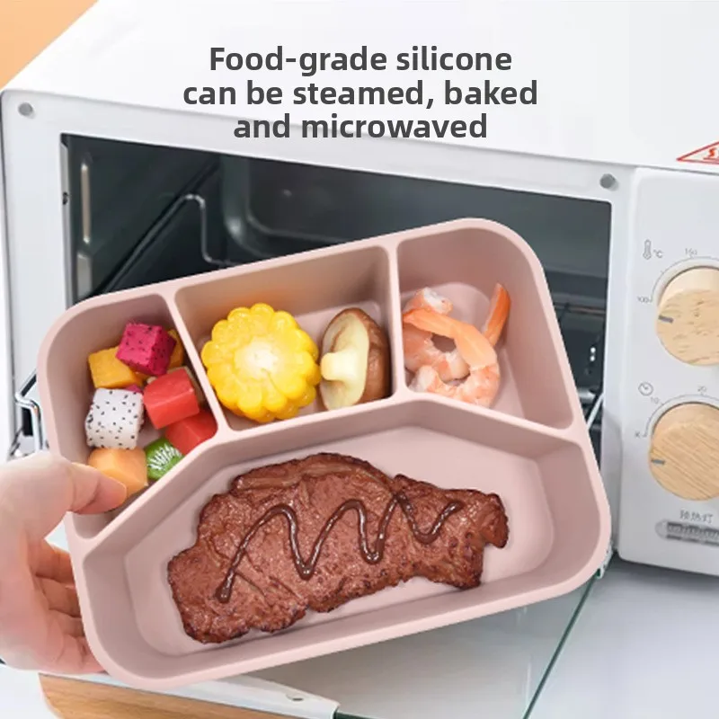 Food-grade silicone four-compartment lunch box, suitable for students and office workers, microwaveable and heat-insulated
Food-grade silicone four-compartment lunch box, suitable for students and office workers, microwaveable and heat-insulated