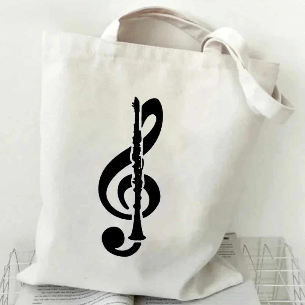 Black Silhouette Clarinet Treble Clef Print Canvas Tote Bag Multipurpose Handbag For Fashion Fans Shopping Travel Shoulder Bag
Black Silhouette Clarinet Treble Clef Print Canvas Tote Bag Multipurpose Handbag For Fashion Fans Shopping Travel Shoulder Bag