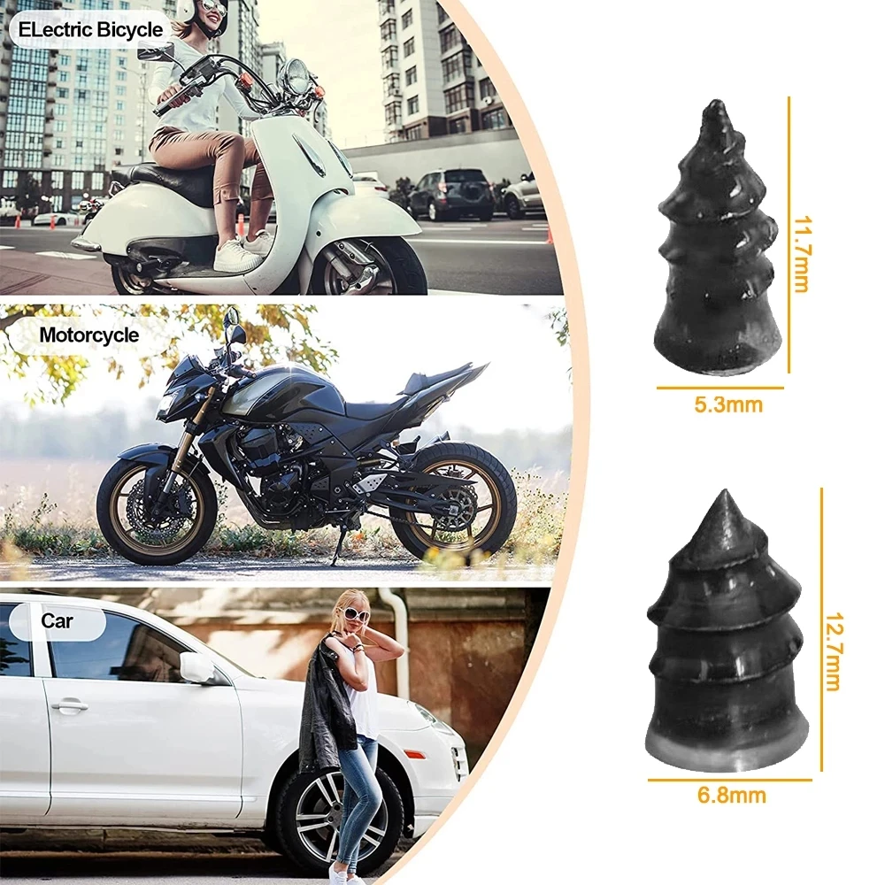 Easy to Use Rubber Nails Vacuum Tyre Repair Kit for Car and Motorcycle Seals Breaches up to 3mm No Need to Remove Tires
Easy to Use Rubber Nails Vacuum Tyre Repair Kit for Car and Motorcycle Seals Breaches up to 3mm No Need to Remove Tires
