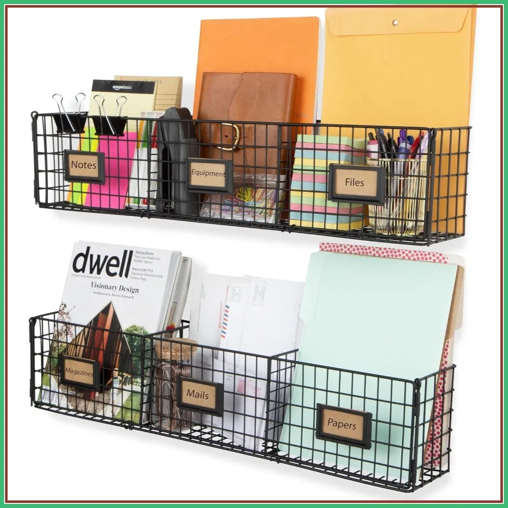 Wall Amalfi Hanging File Folders Office Desk Organizer Wall Mount Wire Basket Storage Magazine Holder 3 Sectional Set of 2 Black
Wall Amalfi Hanging File Folders Office Desk Organizer Wall Mount Wire Basket Storage Magazine Holder 3 Sectional Set of 2 Black