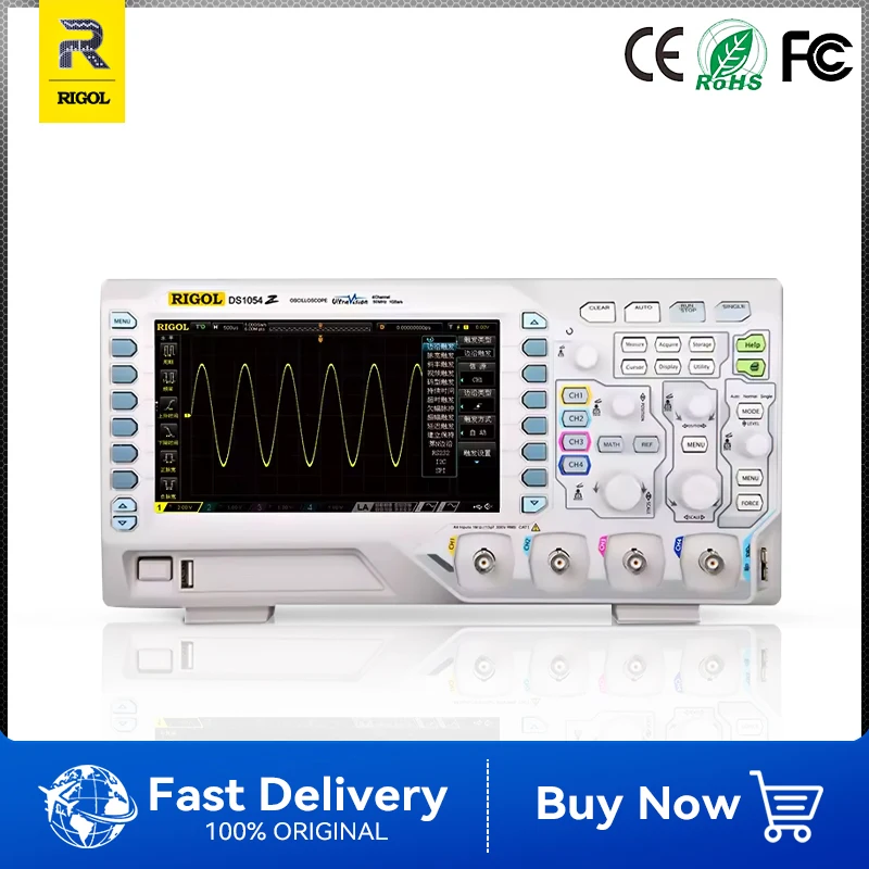 RIGOL DS1054Z 50MHz Digital Oscilloscope 1GSa/s Sampling Rate 24Mpts Memory Depth 4 Channels with RS232 UART I2C SPI Support
RIGOL DS1054Z 50MHz Digital Oscilloscope 1GSa/s Sampling Rate 24Mpts Memory Depth 4 Channels with RS232 UART I2C SPI Support