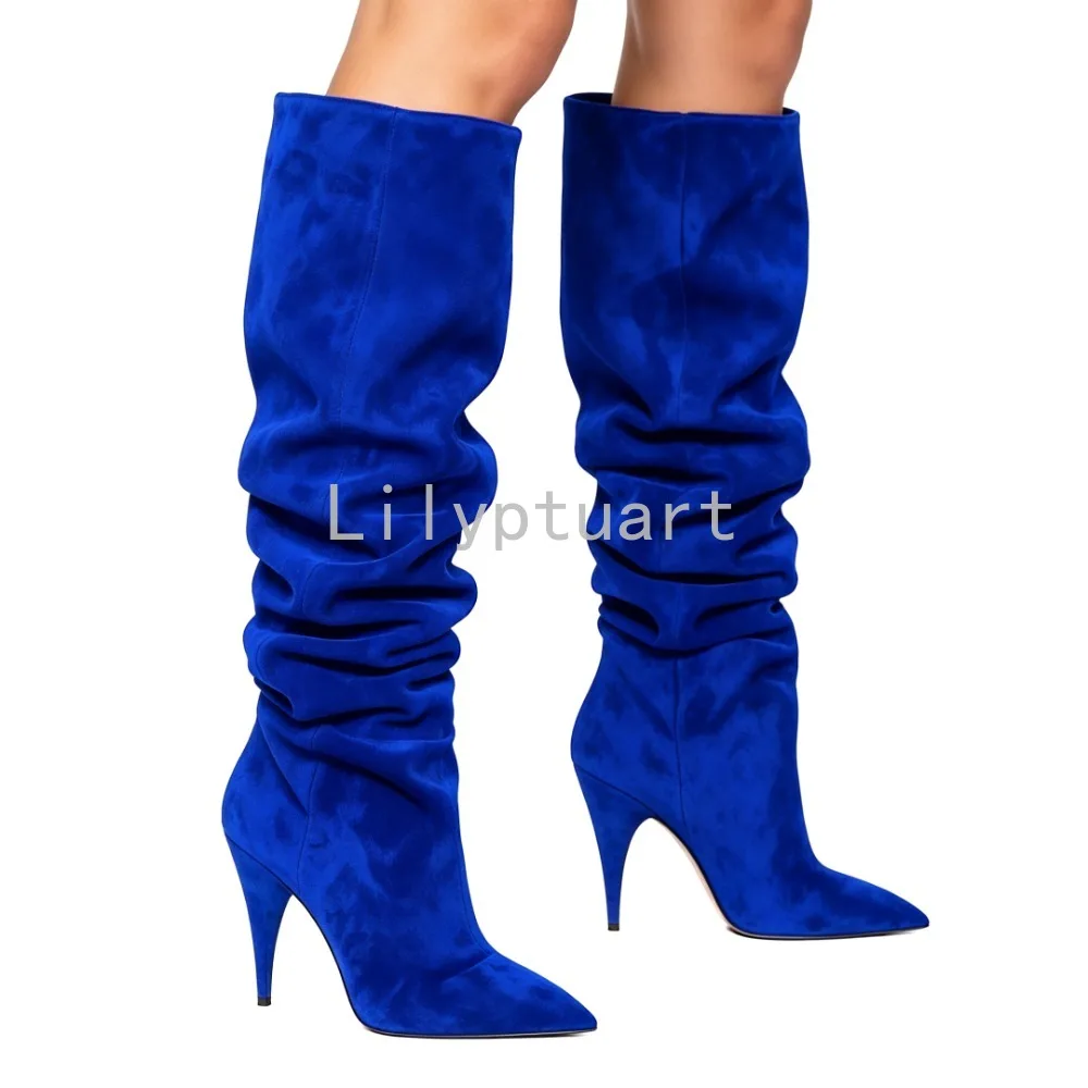 Women's Blue Suede Slouchy Knee High Boots Pointed Toe Stiletto Heel Party Evening Long Boots for Club Night
Women's Blue Suede Slouchy Knee High Boots Pointed Toe Stiletto Heel Party Evening Long Boots for Club Night