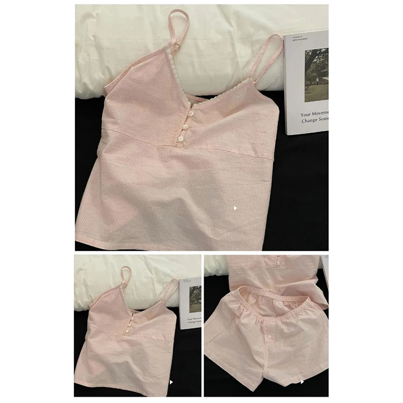 2pcs Cute Striped Chest Pad Suspender Pajamas Cloud Cotton Suspender Vest Shorts Suit Summer Home Short Sleeve Shorts Suit
2pcs Cute Striped Chest Pad Suspender Pajamas Cloud Cotton Suspender Vest Shorts Suit Summer Home Short Sleeve Shorts Suit