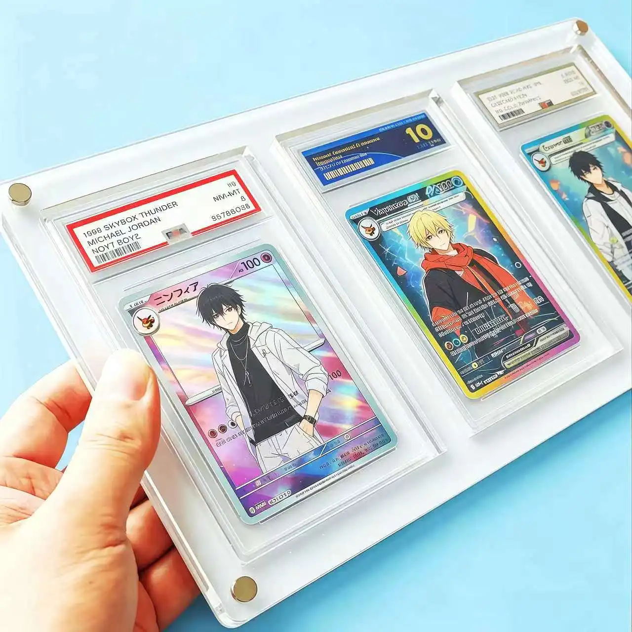 3-Slot Clear Acrylic Graded Card Display Stand White Card Holder PTCG Pokemon Yu-Gi-Oh Graded Trading Cards Crystal Clear Edges
3-Slot Clear Acrylic Graded Card Display Stand White Card Holder PTCG Pokemon Yu-Gi-Oh Graded Trading Cards Crystal Clear Edges