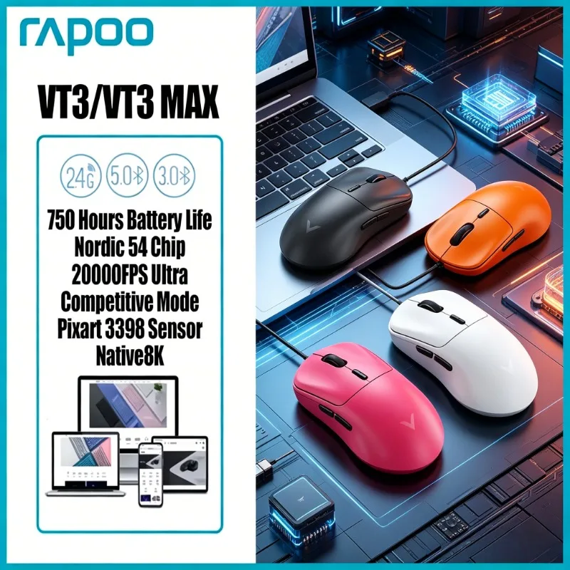 53g Ultra Lightweight Rapoo VT3 VT3 MAX Wireless Gaming Mouse 8K High Polling Rate Long Battery Life 750Hr
53g Ultra Lightweight Rapoo VT3 VT3 MAX Wireless Gaming Mouse 8K High Polling Rate Long Battery Life 750Hr
