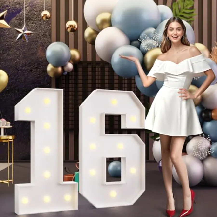 Светящиеся цифры 16 для украшения на 16-летие, декор для юбилейной вечеринки, светящаяся цифра 16, предварительно вырезанные элементы из пенопласта.
Светящиеся цифры 16 для украшения на 16-летие, декор для юбилейной вечеринки, светящаяся цифра 16, предварительно вырезанные элементы из пенопласта.