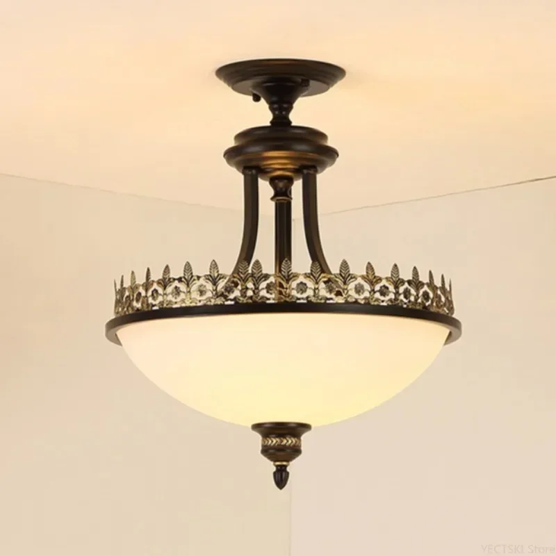 GHEUVNJ American chandelier vintage wrought iron staircase balcony light hallway entrance door round semi-ceiling bedroom light
GHEUVNJ American chandelier vintage wrought iron staircase balcony light hallway entrance door round semi-ceiling bedroom light
