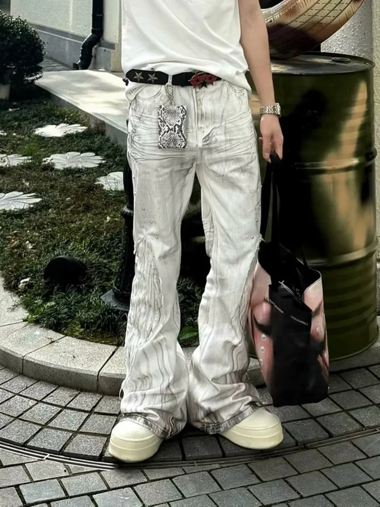 2026 Punk Y2K Style Dirty Washed White Patchwork Baggy Flared Stacked Jeans Pants For Men Clothing Streetwear Goth Long Trousers
2026 Punk Y2K Style Dirty Washed White Patchwork Baggy Flared Stacked Jeans Pants For Men Clothing Streetwear Goth Long Trousers