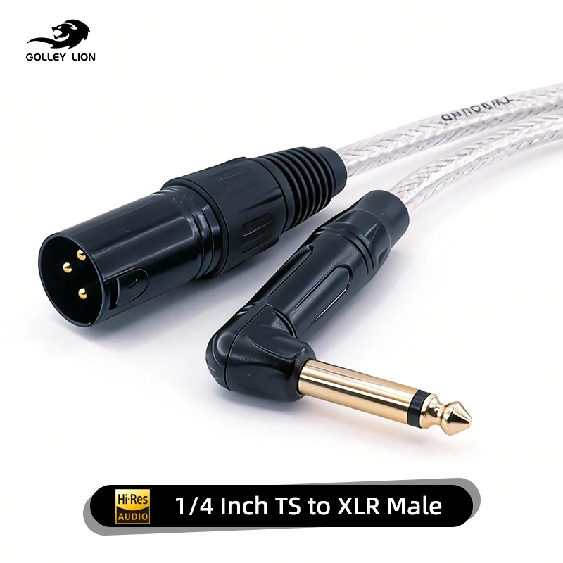 GOLLEY LION Right Angle 1/4 Inch TS to XLR 3Pin Male Audio Cable 6.35mm to XLR Male Tinned Copper Audio Cable for Micphone Mixer
GOLLEY LION Right Angle 1/4 Inch TS to XLR 3Pin Male Audio Cable 6.35mm to XLR Male Tinned Copper Audio Cable for Micphone Mixer
