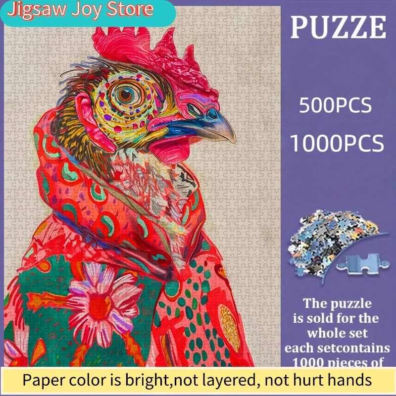 Пазл на 500/1000 элементов, бумажный пазл для самостоятельной сборки, стильный дизайн с изображением курицы, красочный художественный стиль, подходит для домашнего досуга, интерактивные головоломки.
Пазл на 500/1000 элементов, бумажный пазл для самостоятельной сборки, стильный дизайн с изображением курицы, красочный художественный стиль, подходит для домашнего досуга, интерактивные головоломки.