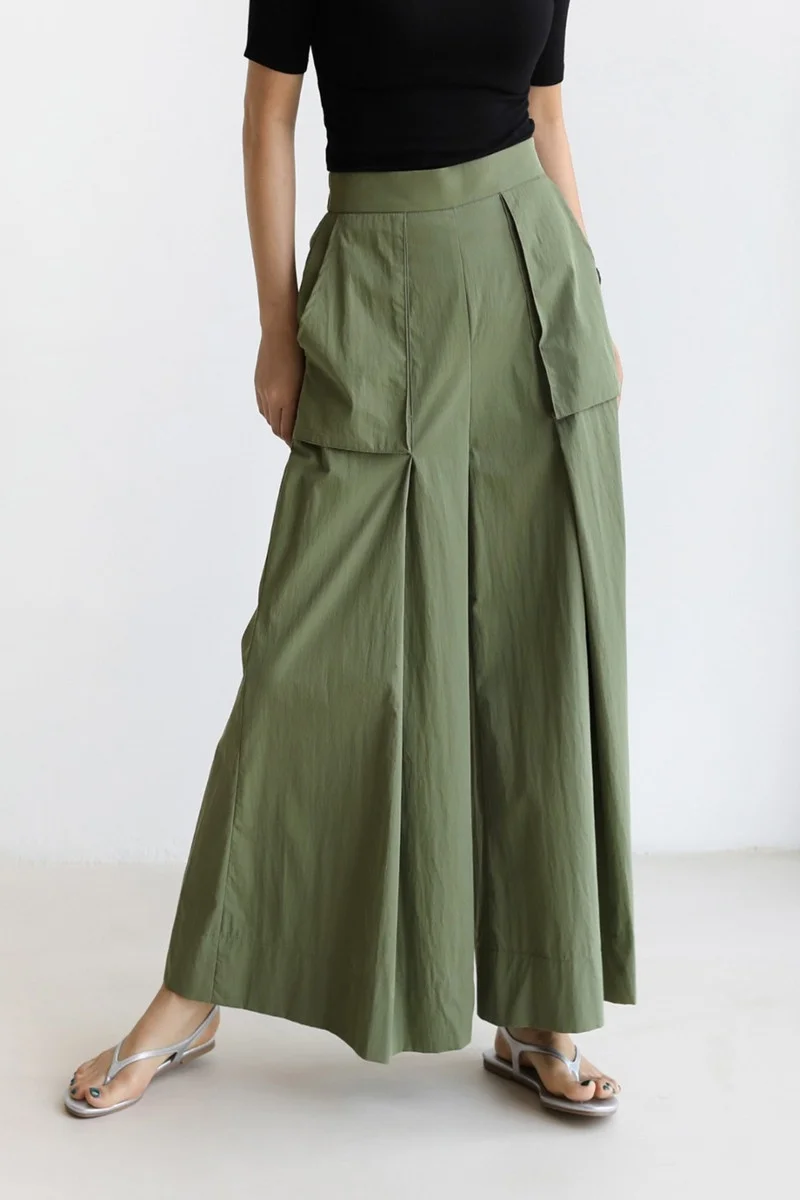 Casual Cotton Wide Leg Pants Women's Loose Faion Double ket Nine Point Pure Poem Man Summer New Sle Military een
Casual Cotton Wide Leg Pants Women's Loose Faion Double ket Nine Point Pure Poem Man Summer New Sle Military een