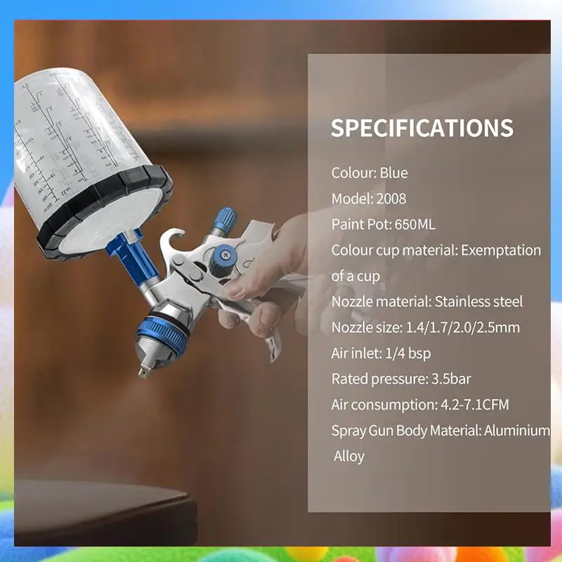 HVLP Gravity-Fed Air Spray-Gun With 1.4/1.7/2.0/2.5 Mm Nozzles And 650 Cc Mixing Cups, Automotive Paint Sprayer-AA25
HVLP Gravity-Fed Air Spray-Gun With 1.4/1.7/2.0/2.5 Mm Nozzles And 650 Cc Mixing Cups, Automotive Paint Sprayer-AA25