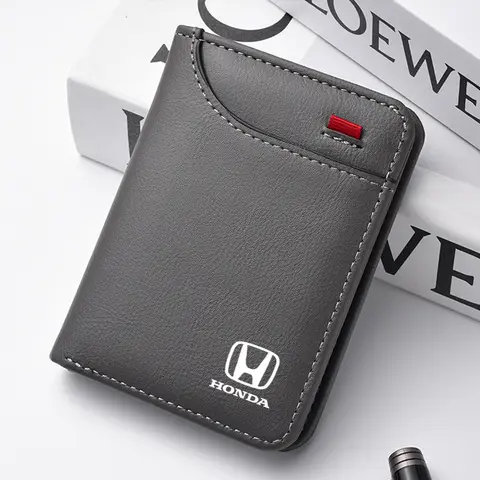 Men Wallet Car Logo Leather Purse ID Card Holder For Honda Civic Fit Jazz Accord Pilot CRV Odyssey Passport City Shuttle HRV