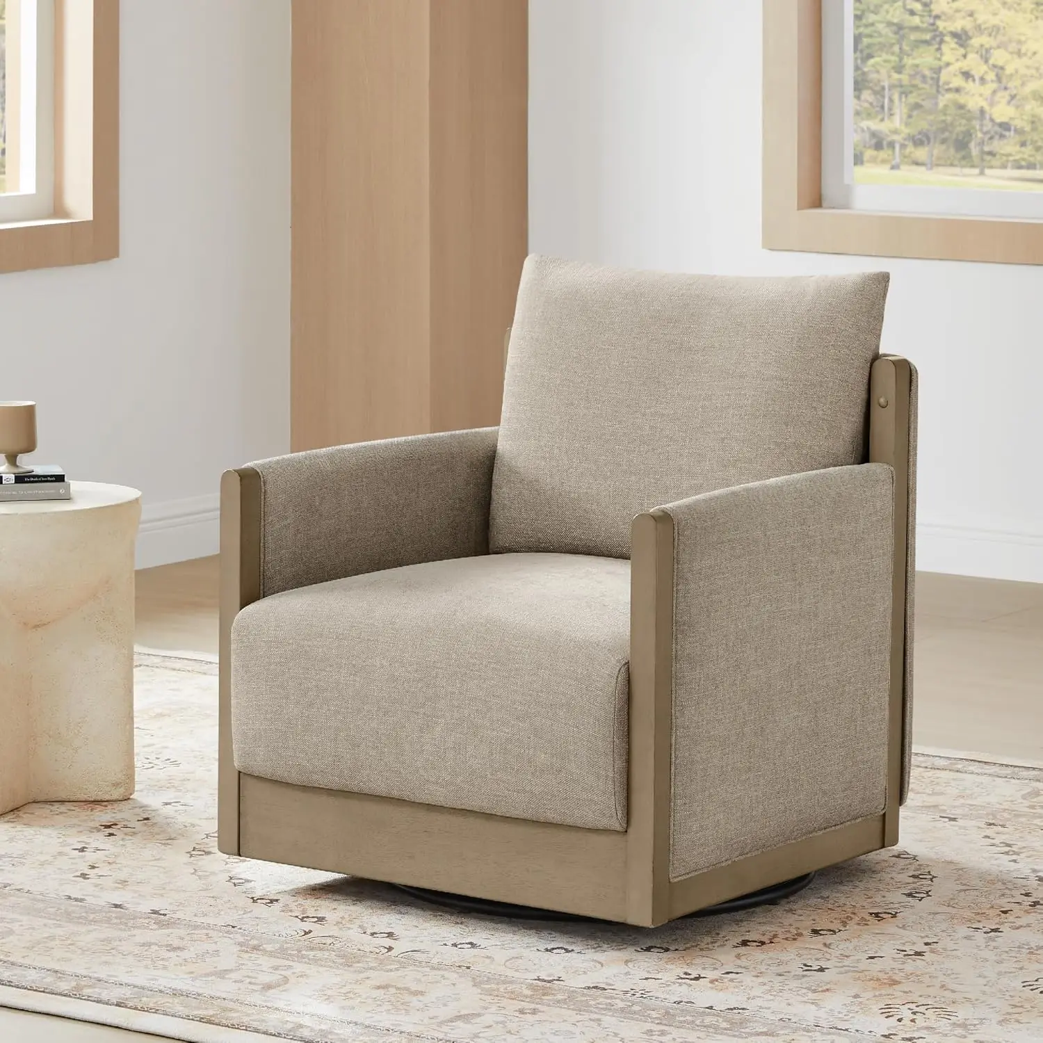Swivel Accent Chair, Living Room Arm Chair, Mid Century Modern Reading Chair, Barrel Chair, Fabric In Khaki
Swivel Accent Chair, Living Room Arm Chair, Mid Century Modern Reading Chair, Barrel Chair, Fabric In Khaki