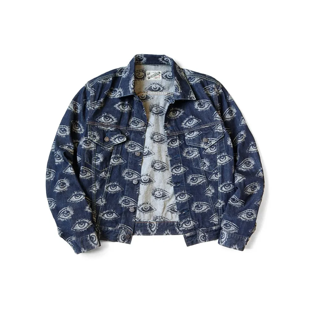 Kapital Eye Jacquard Denim Jacket with Twisted Buckle Coat for Men and Women Japan Style
Kapital Eye Jacquard Denim Jacket with Twisted Buckle Coat for Men and Women Japan Style
