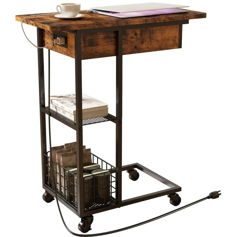 Приставной столик в форме буквы C с зарядной станцией, откидной столик с USB-портами и розетками, столик-трансформер для дивана с полкой для хранения
Приставной столик в форме буквы C с зарядной станцией, откидной столик с USB-портами и розетками, столик-трансформер для дивана с полкой для хранения