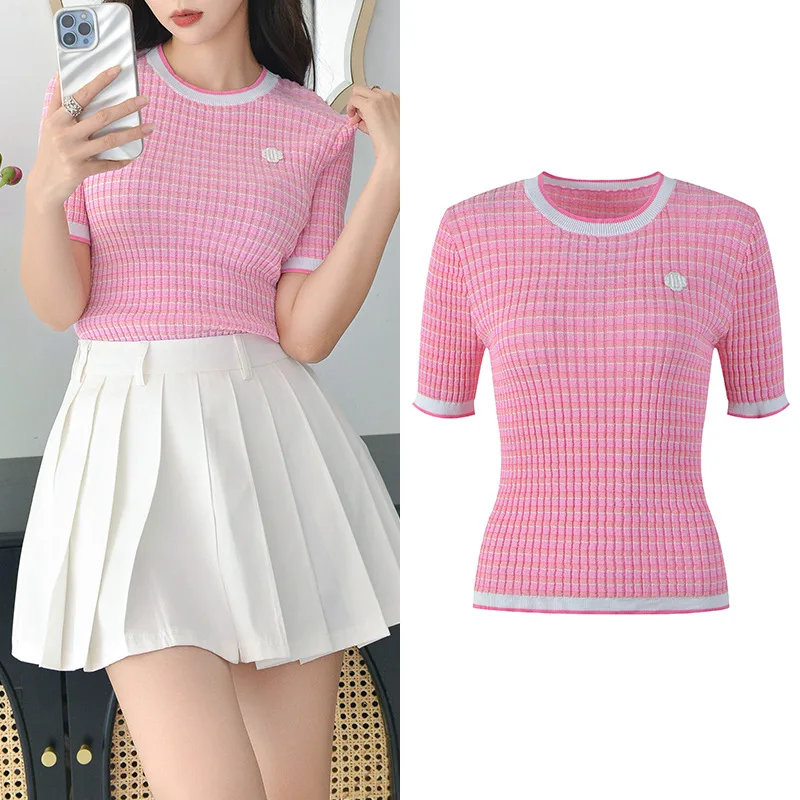 Розовая круглая футболка в клетку Ne, облегающая трикотажная футболка ort Sve Elastic, женская летняя мода, яркий трикотаж из ледяного шелка
Розовая круглая футболка в клетку Ne, облегающая трикотажная футболка ort Sve Elastic, женская летняя мода, яркий трикотаж из ледяного шелка