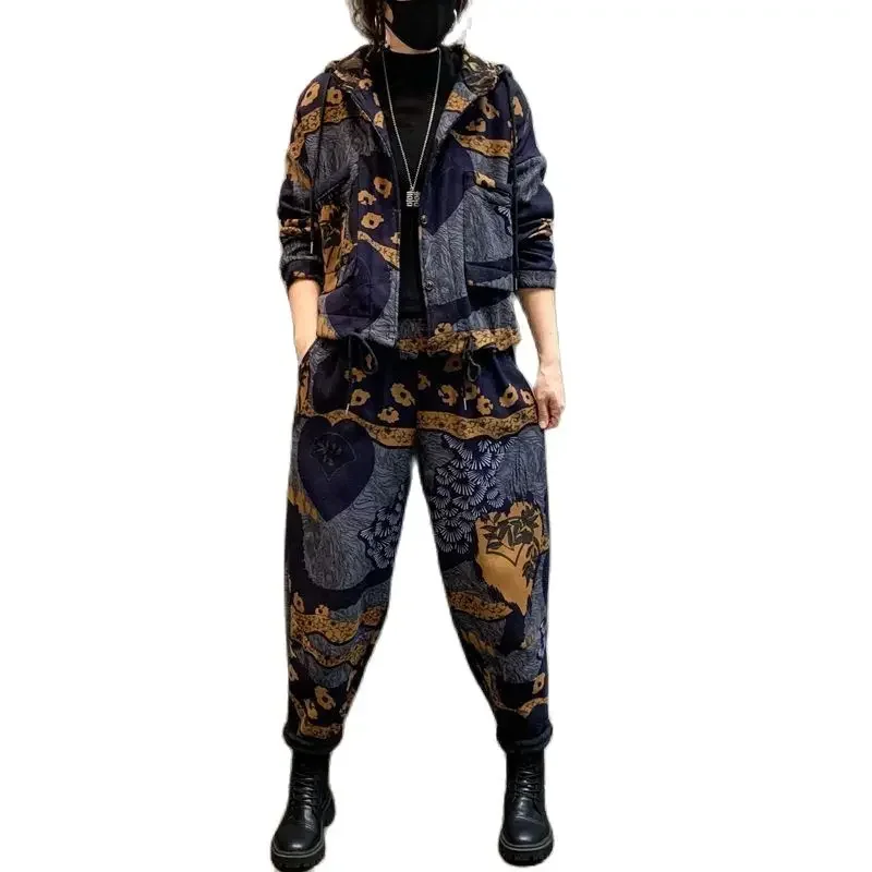Spring Harlan Pants Two Piece Set Loose Hooded Coat female Korean Age Reducing Foreign Style Cotton Hemp Set JJ1005
Spring Harlan Pants Two Piece Set Loose Hooded Coat female Korean Age Reducing Foreign Style Cotton Hemp Set JJ1005
