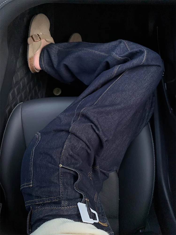 Мужские джинсы Deep Blue Denim, узкий крой, в американском ретро-стиле, прямые брюки-мешки, рабочие длинные брюки
Мужские джинсы Deep Blue Denim, узкий крой, в американском ретро-стиле, прямые брюки-мешки, рабочие длинные брюки