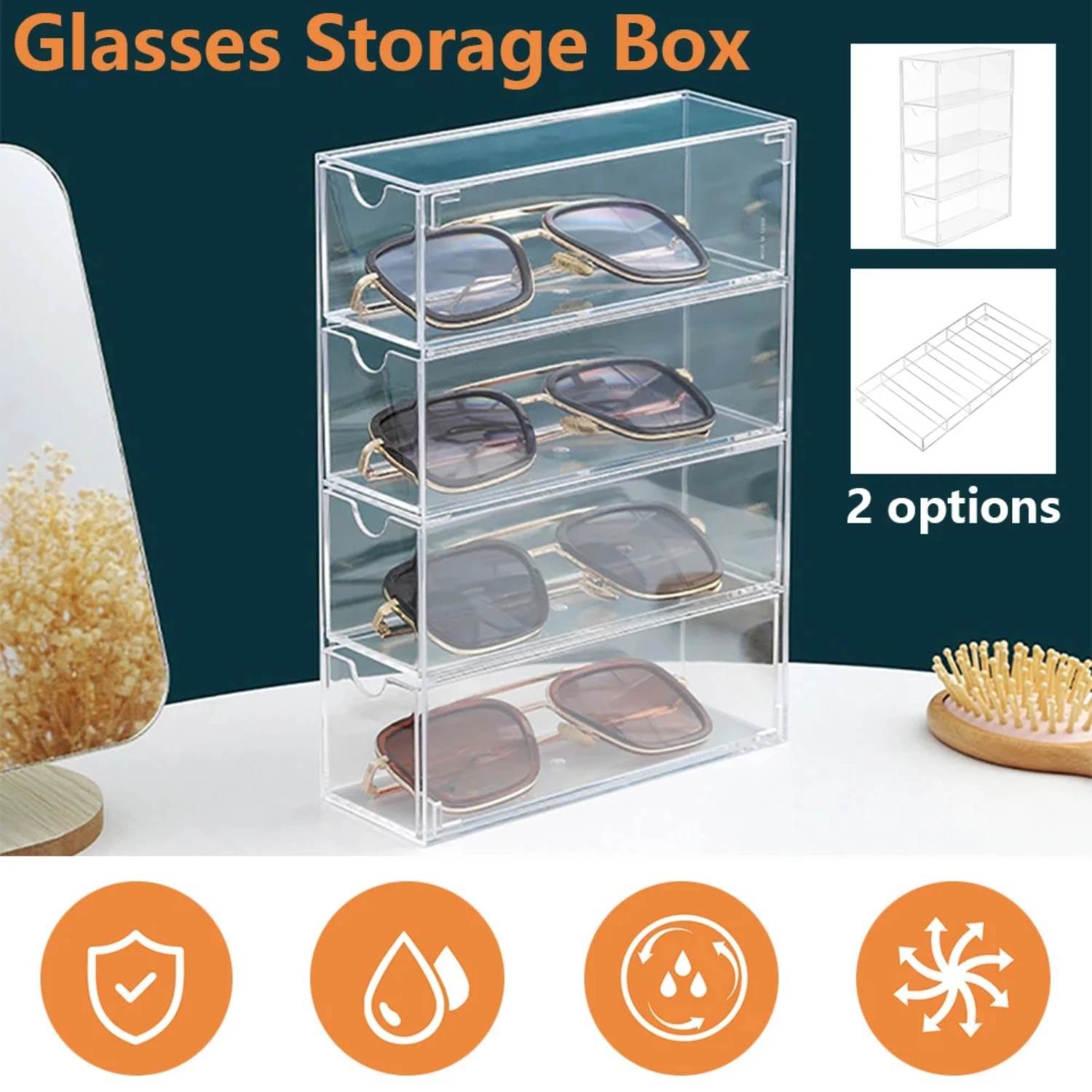 Acrylic Glasses Box 4 Layers Reusable Large Glasses Organizer Box Multifunctional Stackable Transparent Display Holder
Acrylic Glasses Box 4 Layers Reusable Large Glasses Organizer Box Multifunctional Stackable Transparent Display Holder