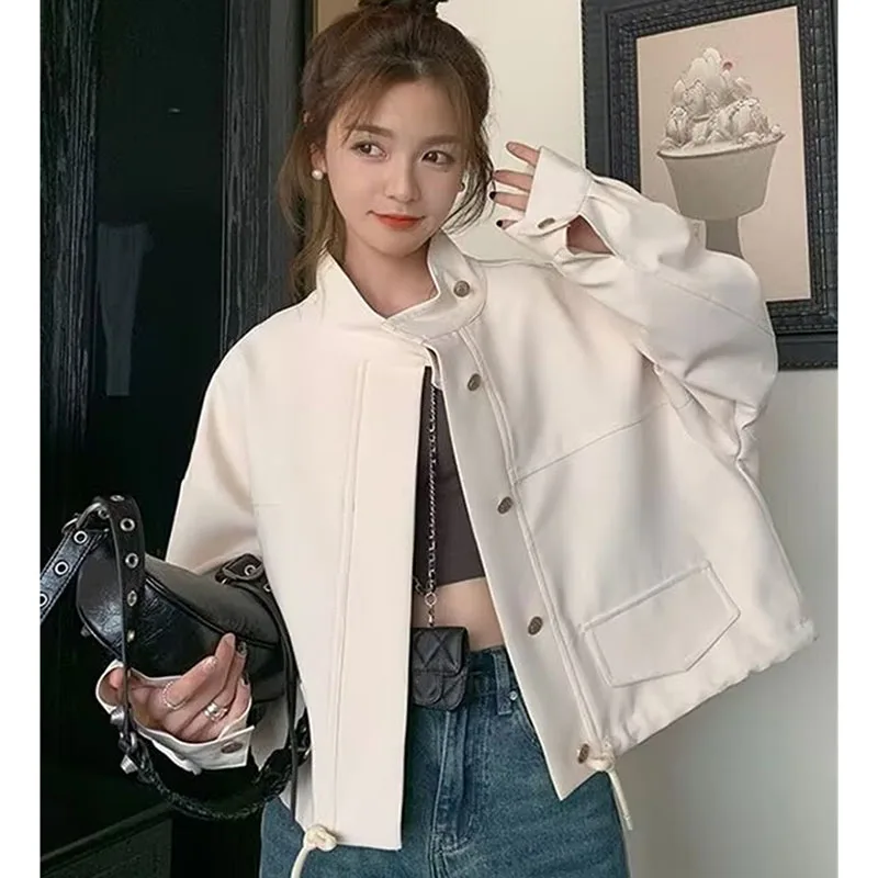 Korean Female Stand Collar Jacket Spring Autumn Ladies Short Work Clothes Tops Coat Women Fashion Leisure Long Sleeves Outwear
Korean Female Stand Collar Jacket Spring Autumn Ladies Short Work Clothes Tops Coat Women Fashion Leisure Long Sleeves Outwear
