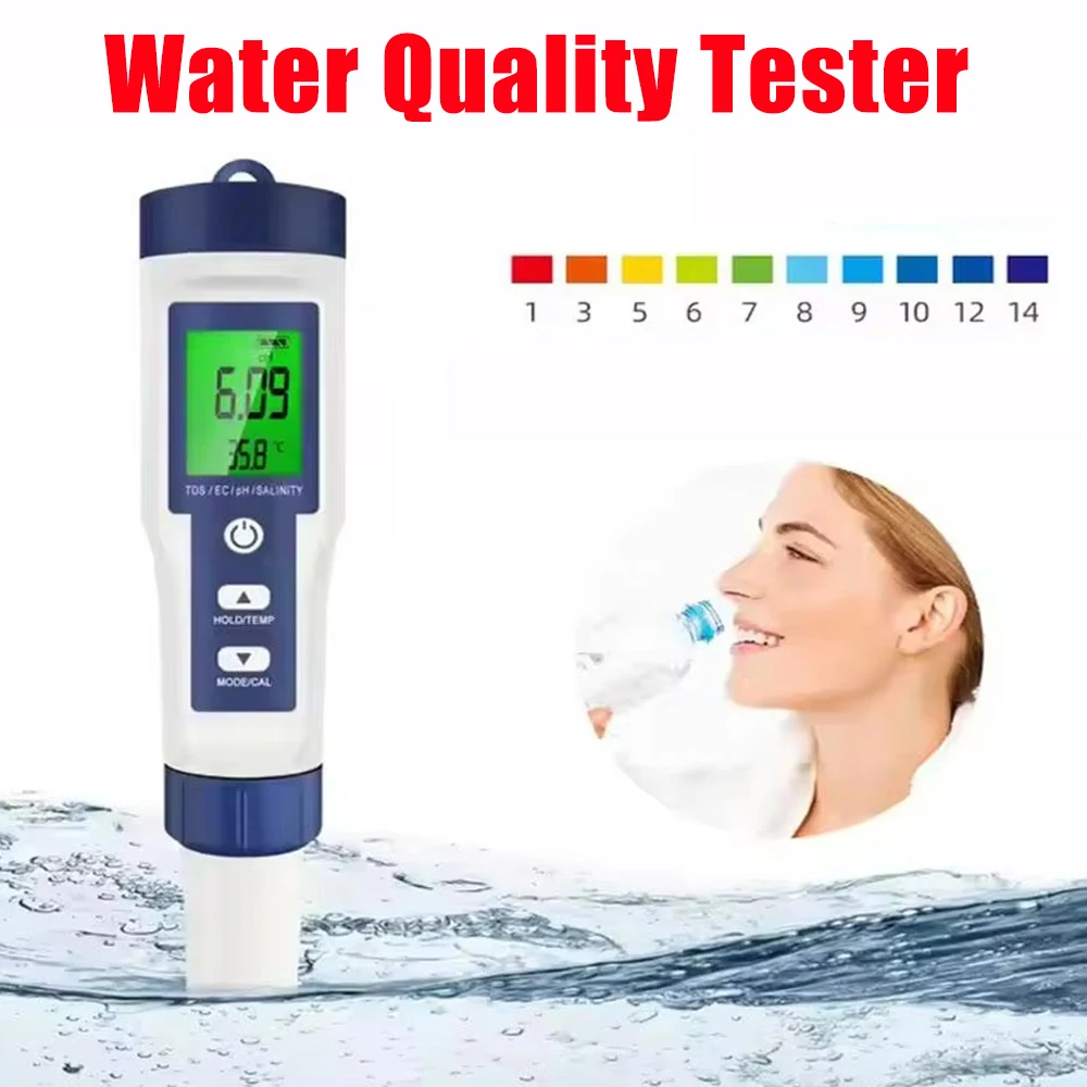 Монитор качества воды с функциями pH/солености/TDS/EC/температуры Экран с подсветкой Подходит для бассейнов с питьевой водой Гидромассажные ванны Спа
Монитор качества воды с функциями pH/солености/TDS/EC/температуры Экран с подсветкой Подходит для бассейнов с питьевой водой Гидромассажные ванны Спа