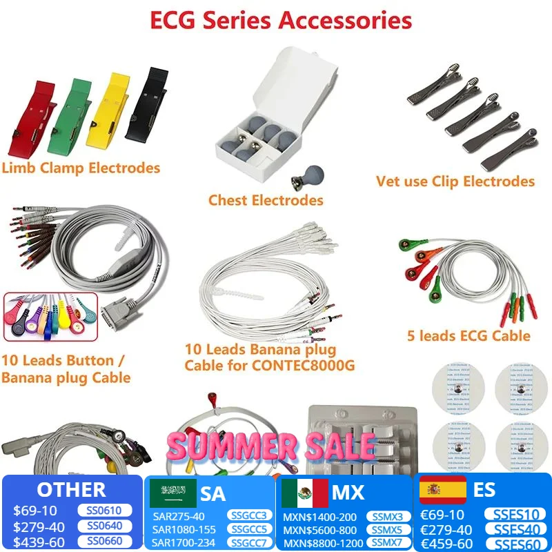 CONTEC EKG Cable3 12 10 Leads Button / Banana ECG Cable For ECG 80A/90A ECG 100G/300G/600G/1200G 8000G Tlc6000 Tlc5000 Tlc9803
CONTEC EKG Cable3 12 10 Leads Button / Banana ECG Cable For ECG 80A/90A ECG 100G/300G/600G/1200G 8000G Tlc6000 Tlc5000 Tlc9803
