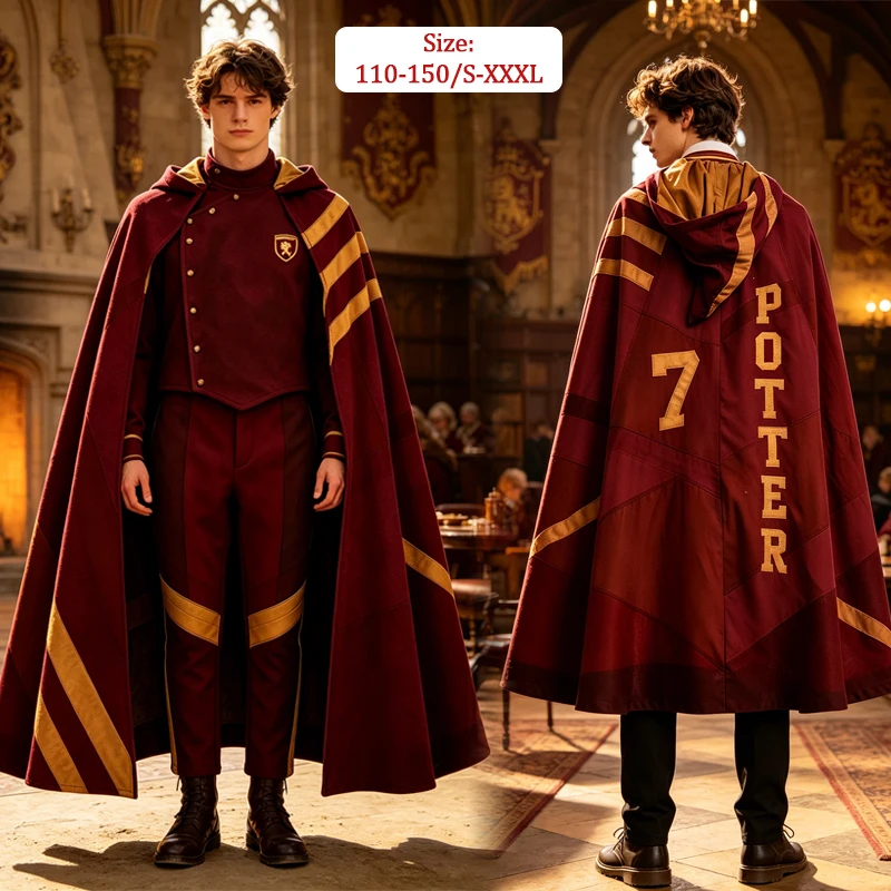 Magic Movie Gryffindor Quidditch 7 Cosplay Costume Red Hooded Cloak Full Set Hogwarts Wizard School Uniform Team Outfit Hallowe
Magic Movie Gryffindor Quidditch 7 Cosplay Costume Red Hooded Cloak Full Set Hogwarts Wizard School Uniform Team Outfit Hallowe