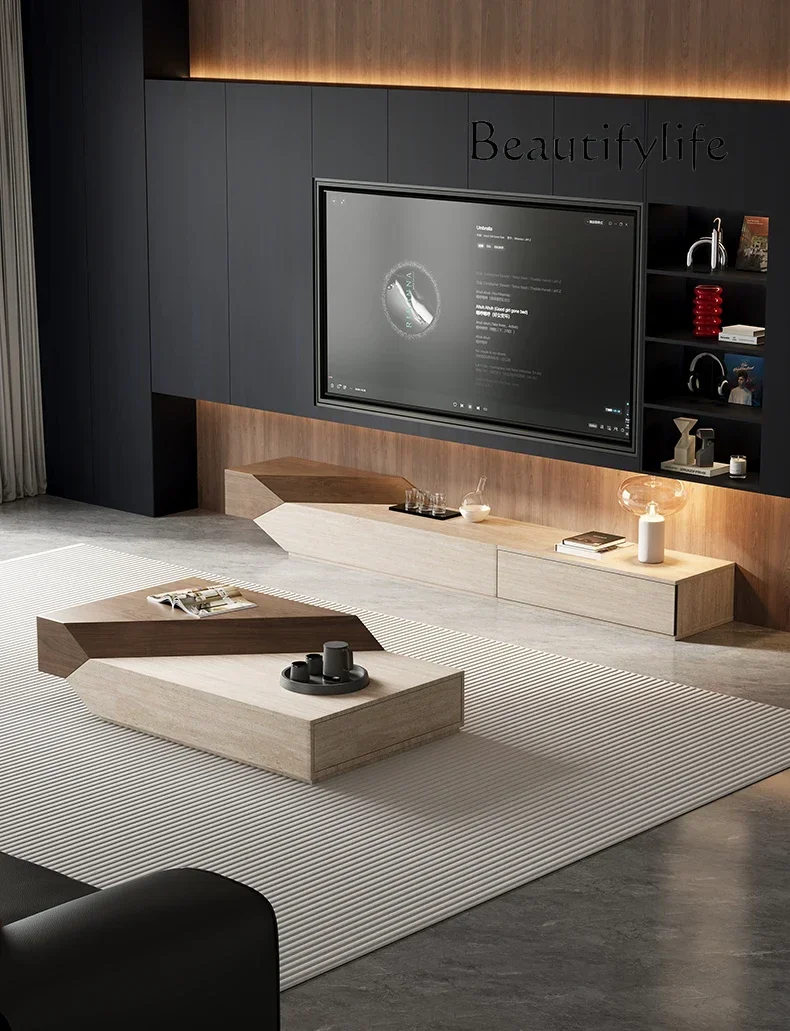 c Travertine TV cabinet retro style living room home walnut designer light luxury rock slab floor storage cabinet
c Travertine TV cabinet retro style living room home walnut designer light luxury rock slab floor storage cabinet