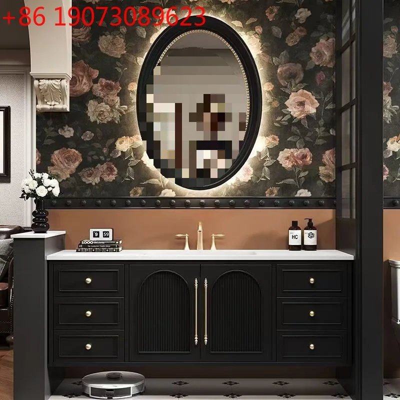 French retro bathroom cabinet combination bathroom ceramic integrated basin light luxury washstand oak washbasin wash basin
French retro bathroom cabinet combination bathroom ceramic integrated basin light luxury washstand oak washbasin wash basin
