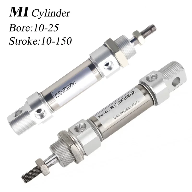 MI10/12/16/20/25 Mini Air Pneumatic Cylinder Piston 10 20 30 40 50 60 100 mm Stroke Stainless Steel Double Action Small Cylinder
MI10/12/16/20/25 Mini Air Pneumatic Cylinder Piston 10 20 30 40 50 60 100 mm Stroke Stainless Steel Double Action Small Cylinder
