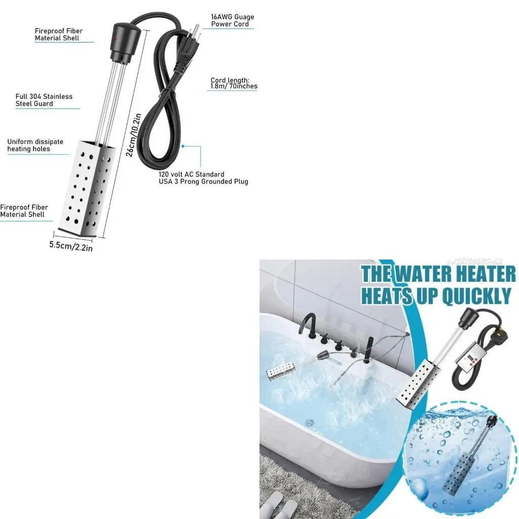 27RB Погружной водонагреватель 2500 Вт Регулируемый таймер Защитный кожух из нержавеющей стали Автоматическое отключение для
27RB Погружной водонагреватель 2500 Вт Регулируемый таймер Защитный кожух из нержавеющей стали Автоматическое отключение для