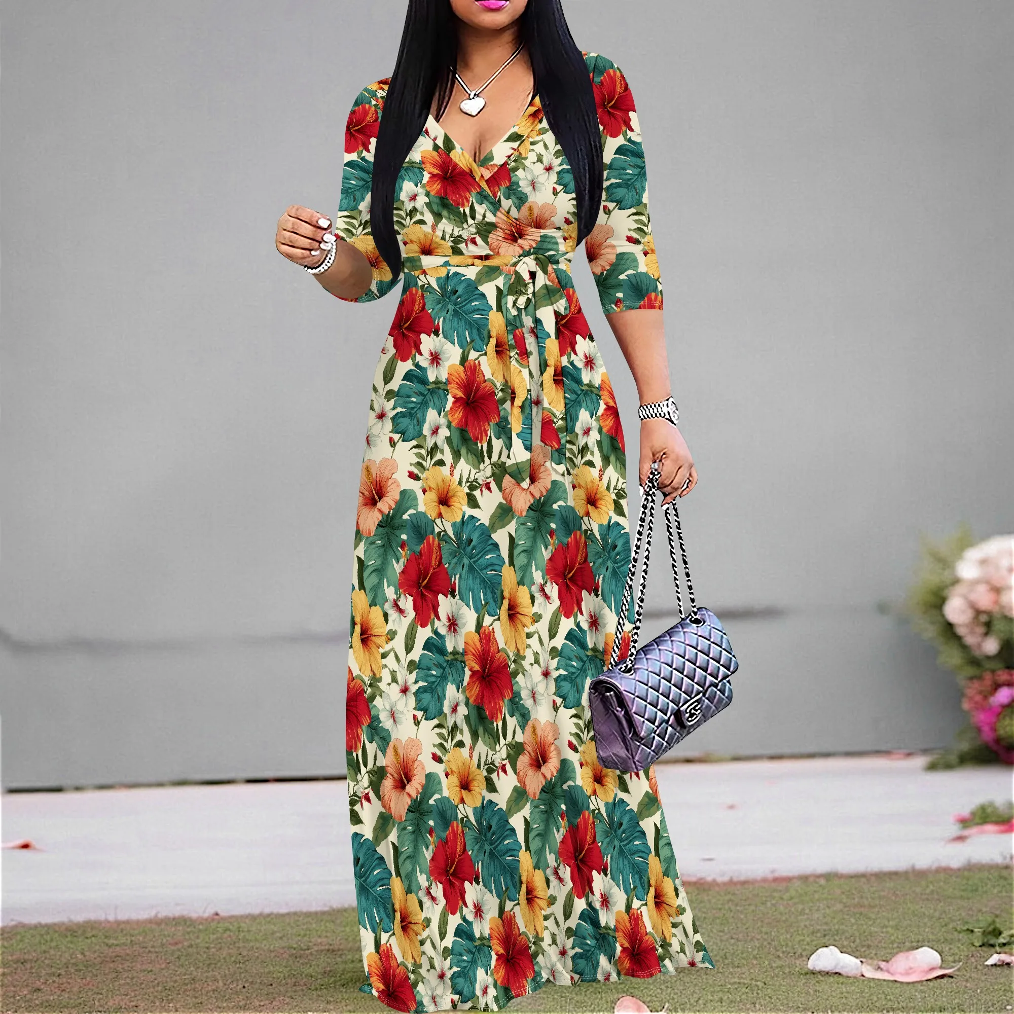 Boho Hawaiian Print Maxi Dress S-3XL V-Neck for Women Summer Getaway, Luau Party or Island Travel Outfit
Boho Hawaiian Print Maxi Dress S-3XL V-Neck for Women Summer Getaway, Luau Party or Island Travel Outfit