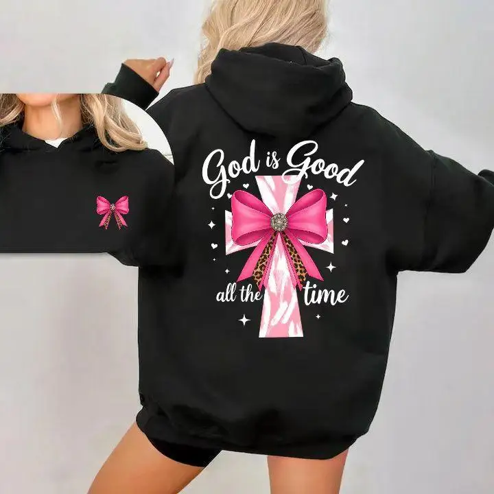 Trendy God is Good All The Time Hoodie, Cute Women's Christian Sweatshirt, Pink Bow Leopard Print Faith Apparel
Trendy God is Good All The Time Hoodie, Cute Women's Christian Sweatshirt, Pink Bow Leopard Print Faith Apparel