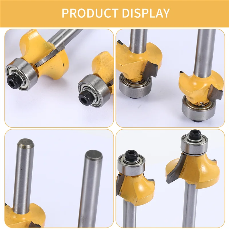 4 шт., 1/4-дюймовые фрезы с хвостовиком, набор инструментов для кромки угла, 5/16 дюймов, 3/16 дюйма, 1/4 дюйма, 1/8 дюйма R 
4 шт., 1/4-дюймовые фрезы с хвостовиком, набор инструментов для кромки угла, 5/16 дюймов, 3/16 дюйма, 1/4 дюйма, 1/8 дюйма R