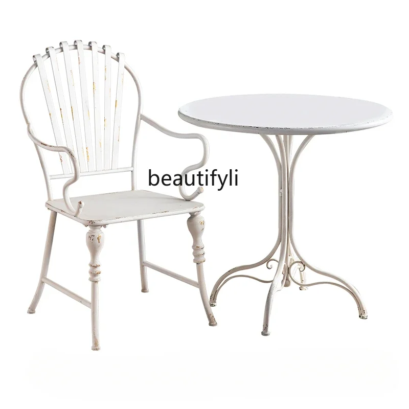 French table and chair combination retro old garden outdoor courtyard wrought iron balcony small round table chair
French table and chair combination retro old garden outdoor courtyard wrought iron balcony small round table chair