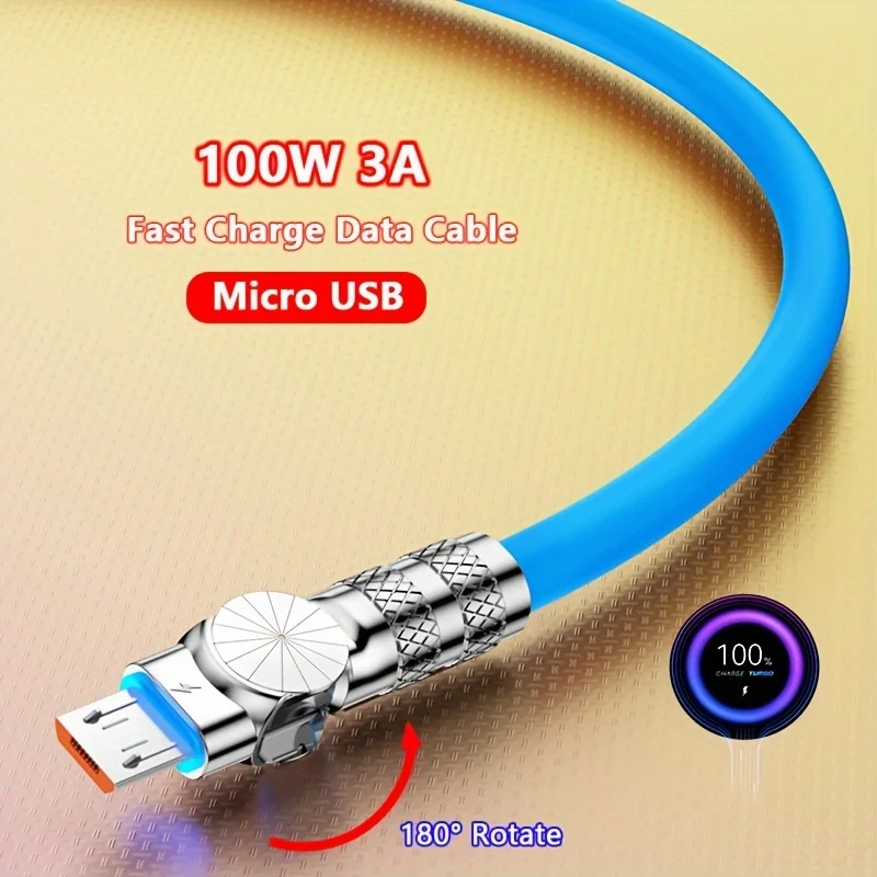 100W 3A Elbow 180° Micro USB Fast Charging Cable Liquid Silicone Flexible Gaming Data Cable for Galaxy S7 S6 J7 Edge Note Redmi
100W 3A Elbow 180° Micro USB Fast Charging Cable Liquid Silicone Flexible Gaming Data Cable for Galaxy S7 S6 J7 Edge Note Redmi