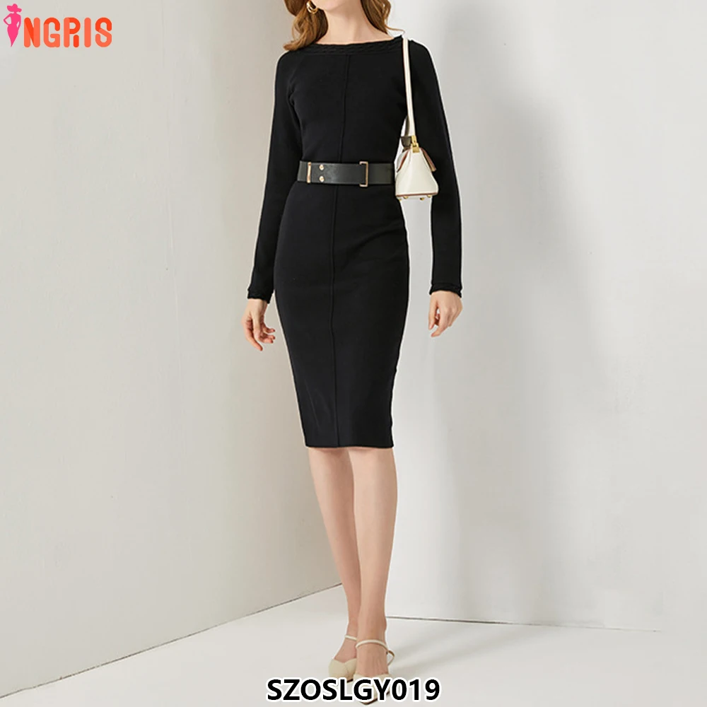 Spring and Autumn Solid Color Boat Neck Knitted Dress Elegant Split Wrap Knitted Sweater Dress Women's Dress-SZOSLGY019
Spring and Autumn Solid Color Boat Neck Knitted Dress Elegant Split Wrap Knitted Sweater Dress Women's Dress-SZOSLGY019